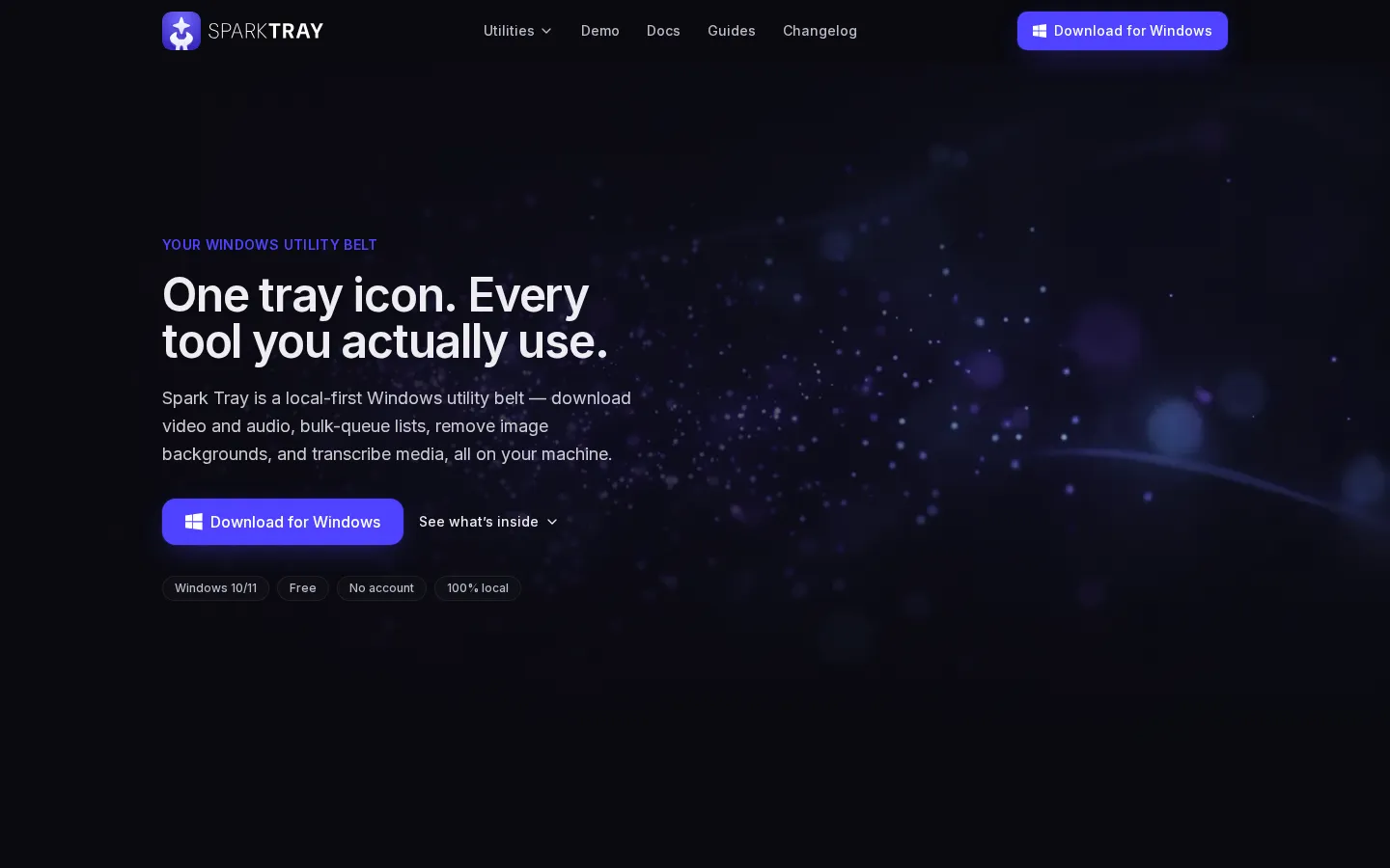 Spark Tray AI Productivity Tools product interface screenshot