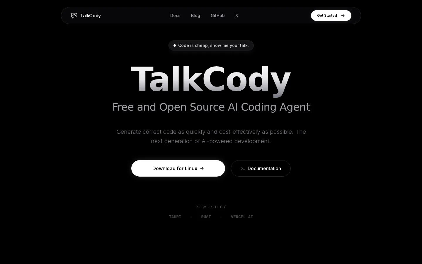 TalkCody AI Agent product screenshot