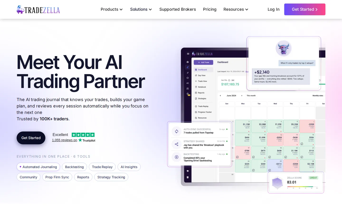 TradeZella AI For Finance product screenshot