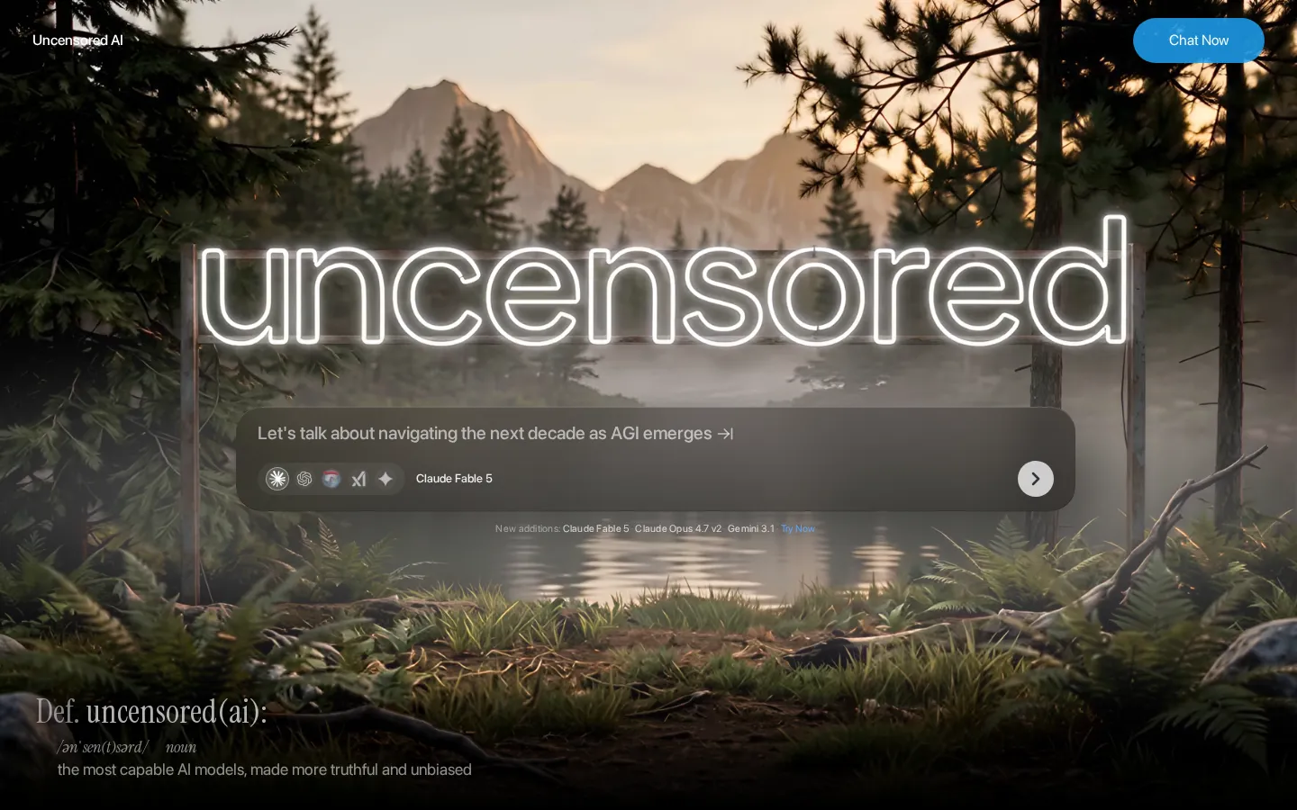 Uncensored AI AI Chatbot product interface screenshot