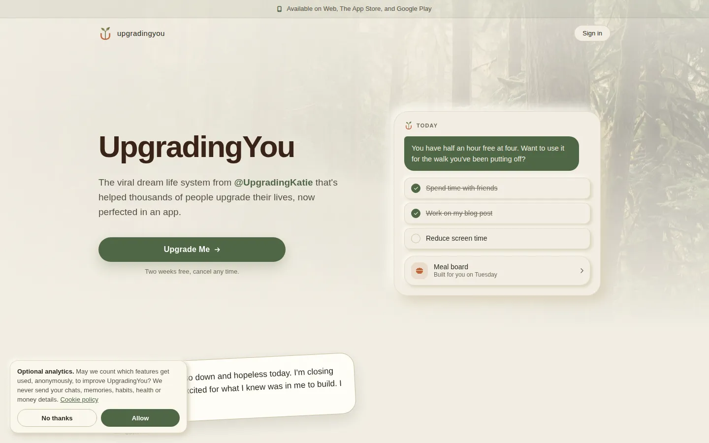 UpgradingYou AI Life product interface screenshot