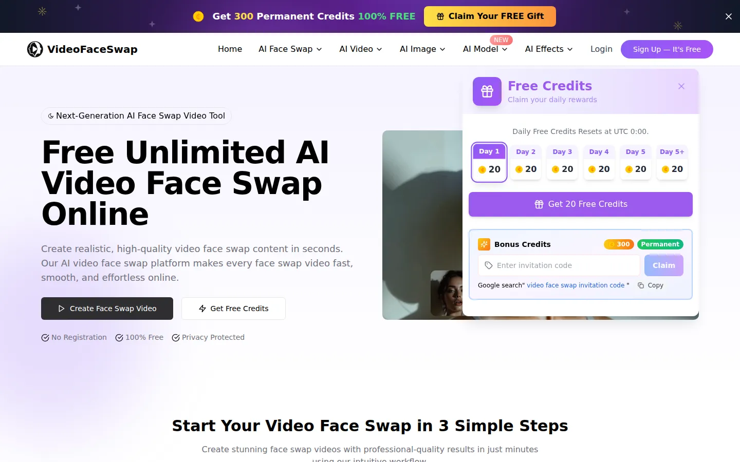 VideoFaceSwap AI Face Swap Video product interface screenshot