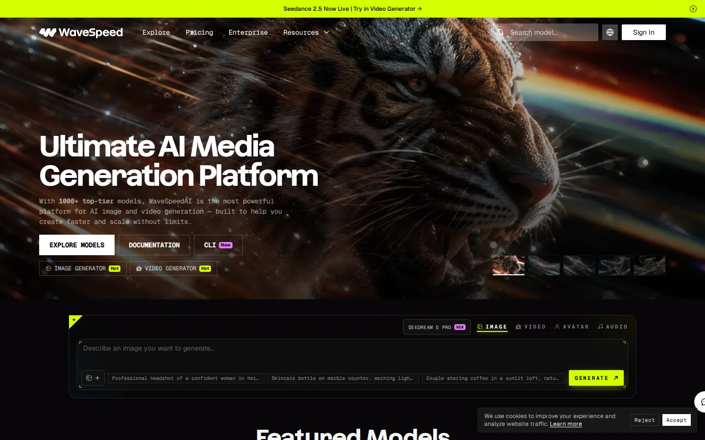 WaveSpeedAI AI Video Generator product interface screenshot