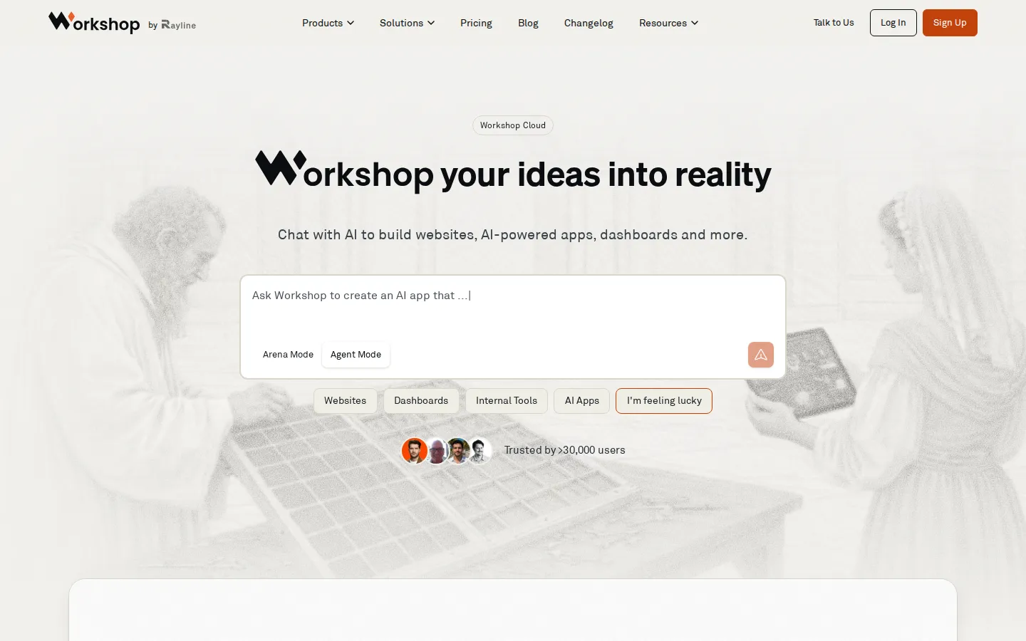 Workshop AI AI App Builder product interface screenshot