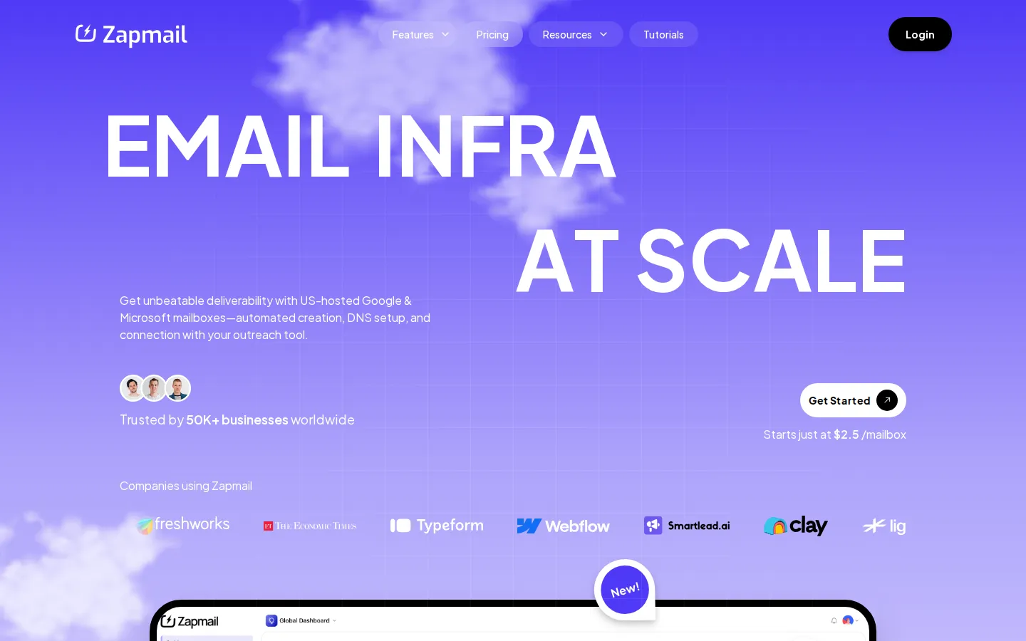 Zapmail AI Email Marketing product interface screenshot