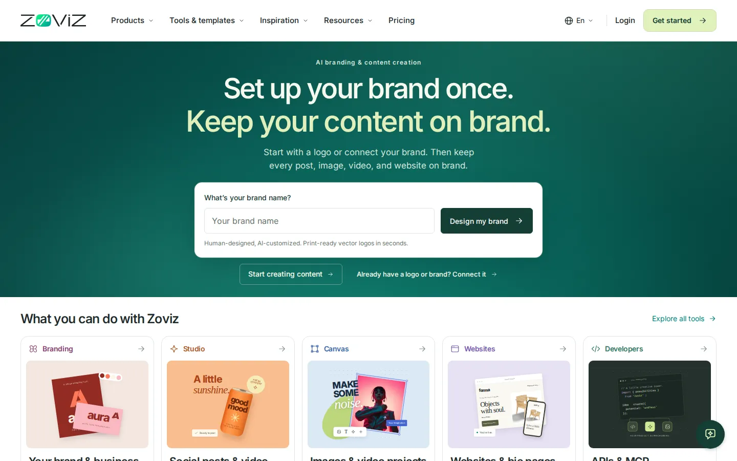 Zoviz AI Design Generator product interface screenshot