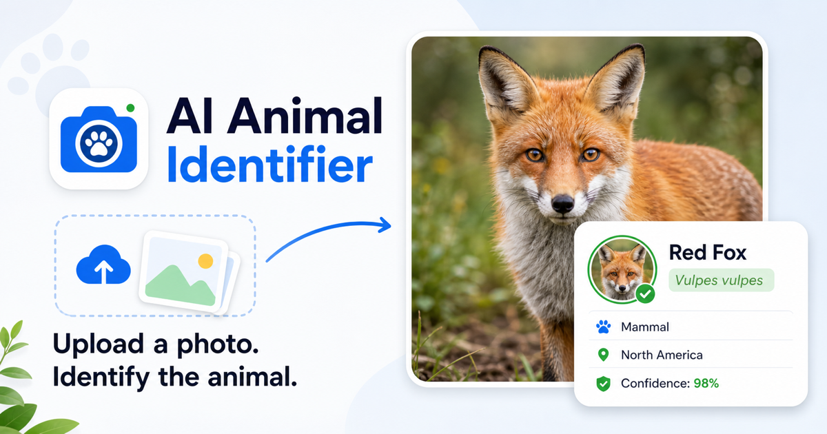 AI Animal Identifier AI Image Recognition product interface screenshot