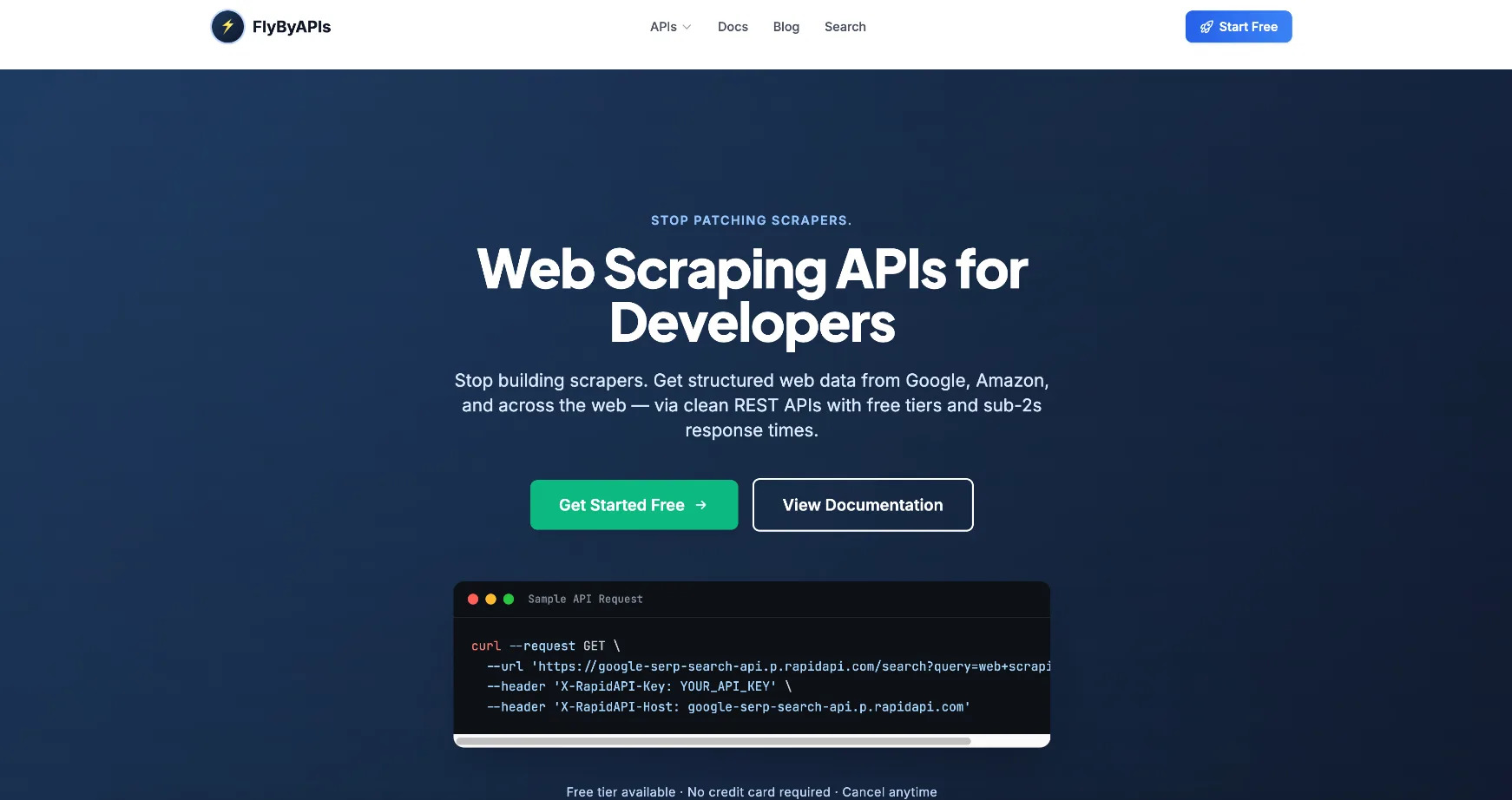 FlybyAPIs AI API product screenshot