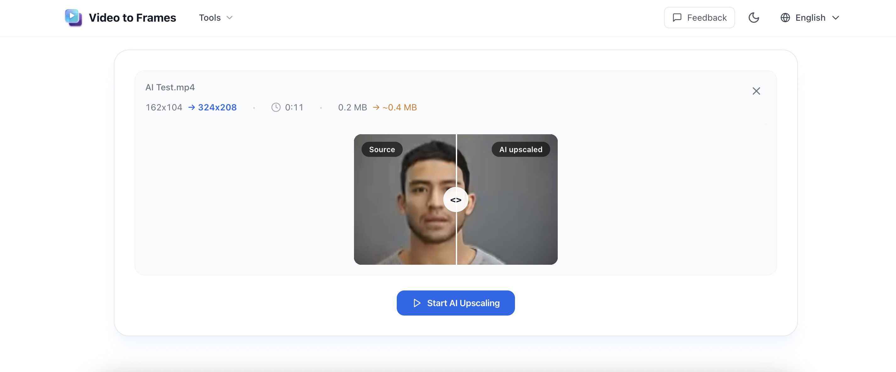 Free AI Video Upscaler AI Video Enhancer product interface screenshot