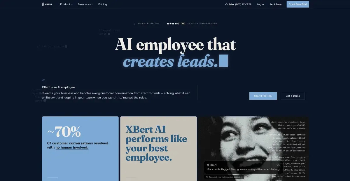 XBert AI Customer Service product interface screenshot