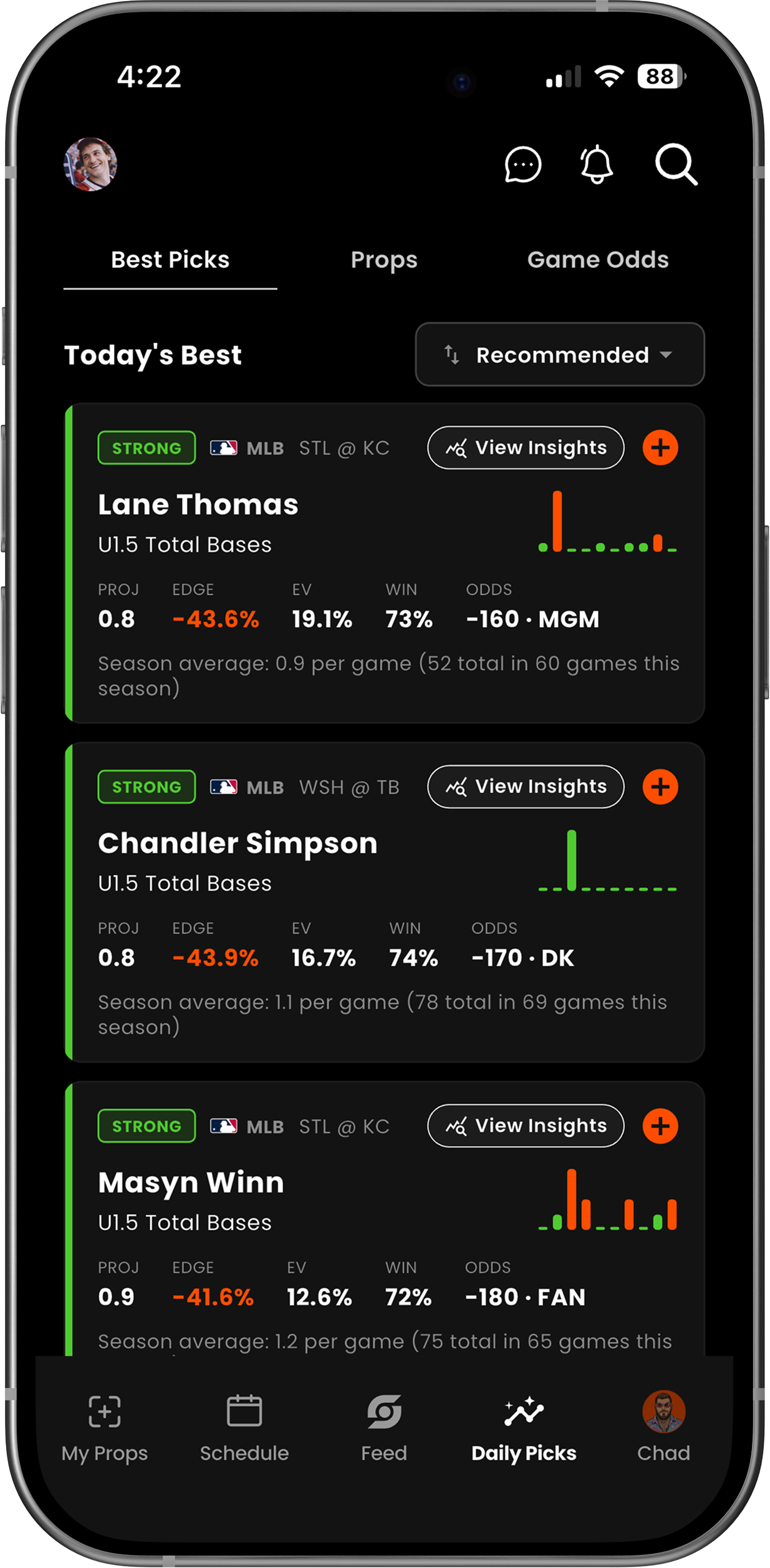 Stat Sniper AI Sports Betting product interface screenshot
