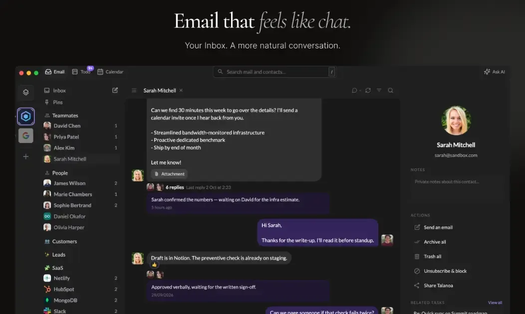 Talanoa AI Email Assistant product interface screenshot