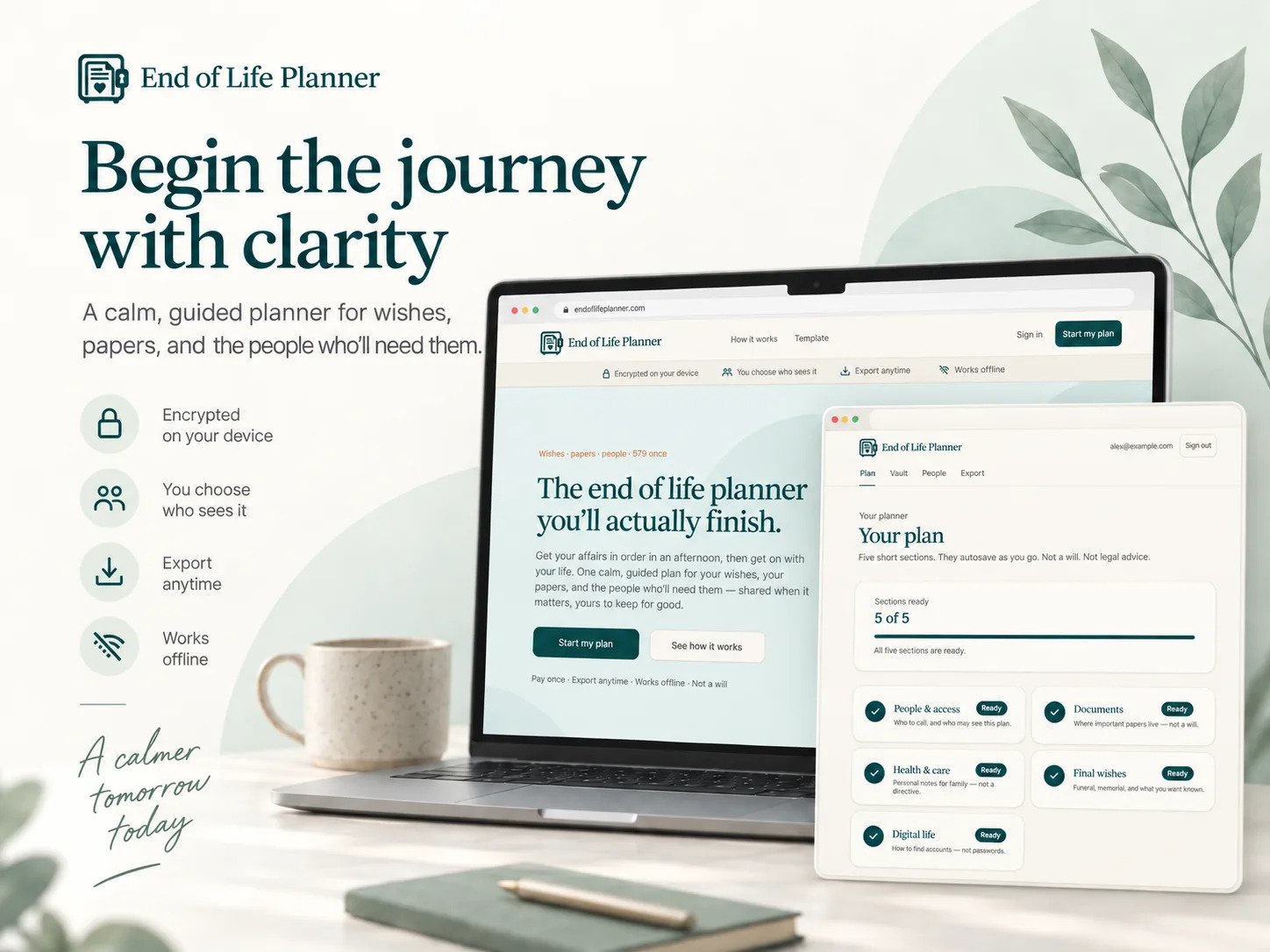 End of Life Planner AI Healthcare product interface screenshot