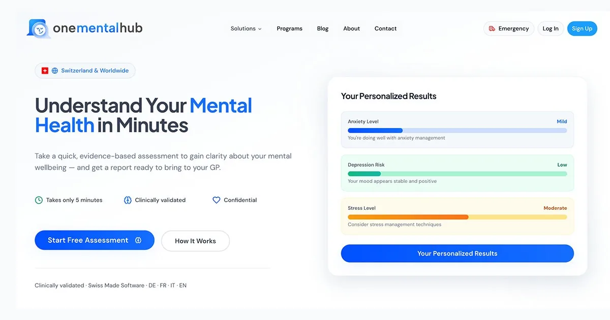 One Mental Hub AI Healthcare product interface screenshot