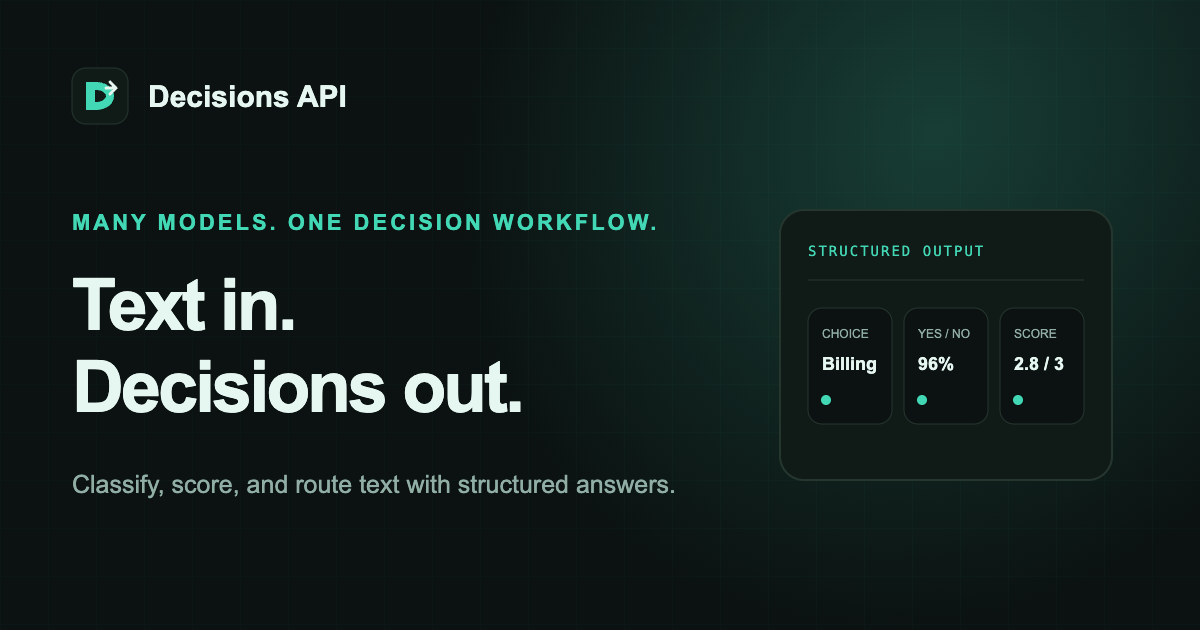 DecisionsApi AI API product interface screenshot