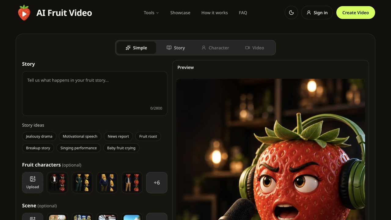 AI Fruit Video AI Video Generator product screenshot