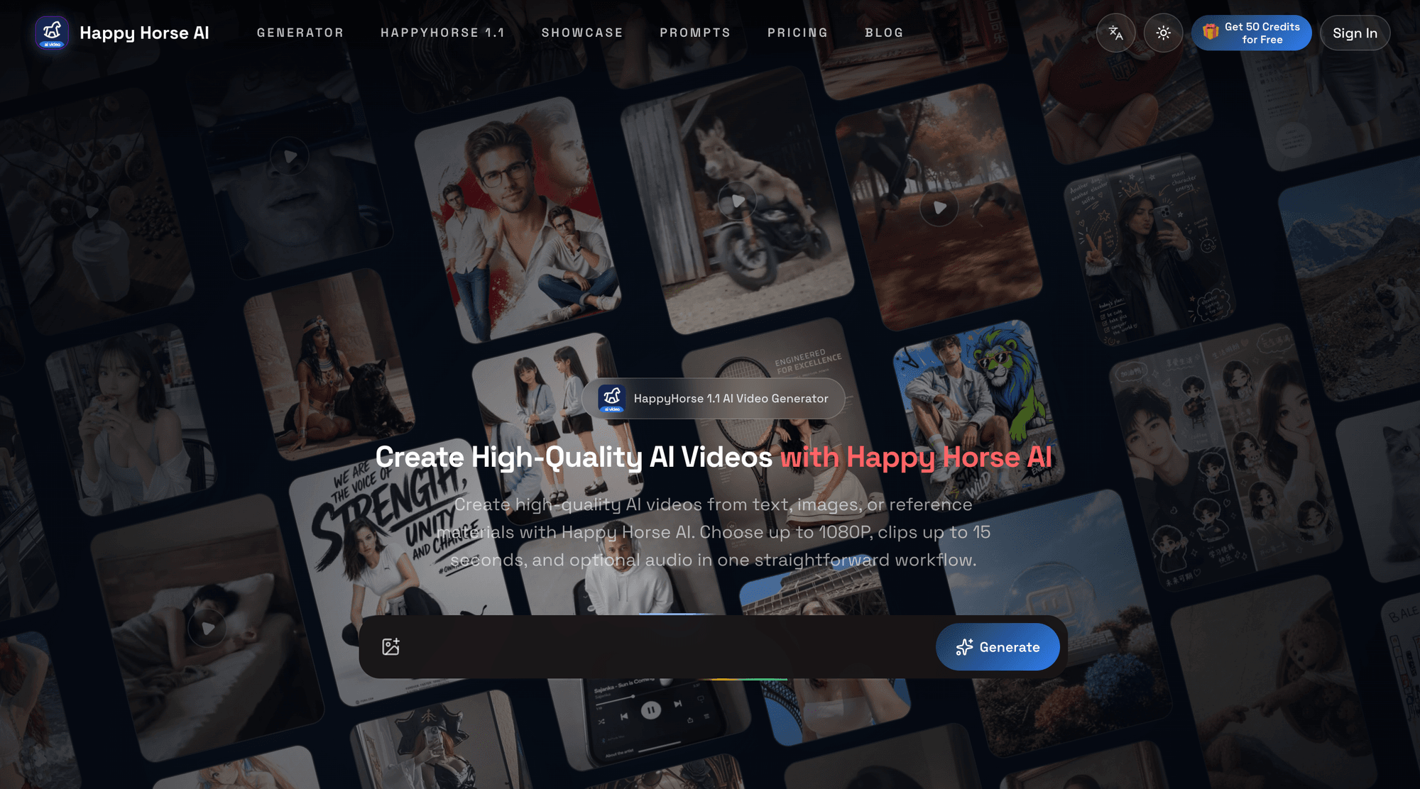 Happy Horse AI AI Video Generator product screenshot