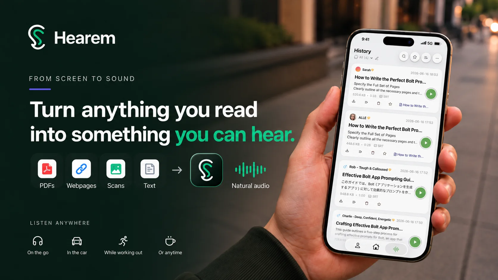 Hearem AI Audio Enhancer product interface screenshot