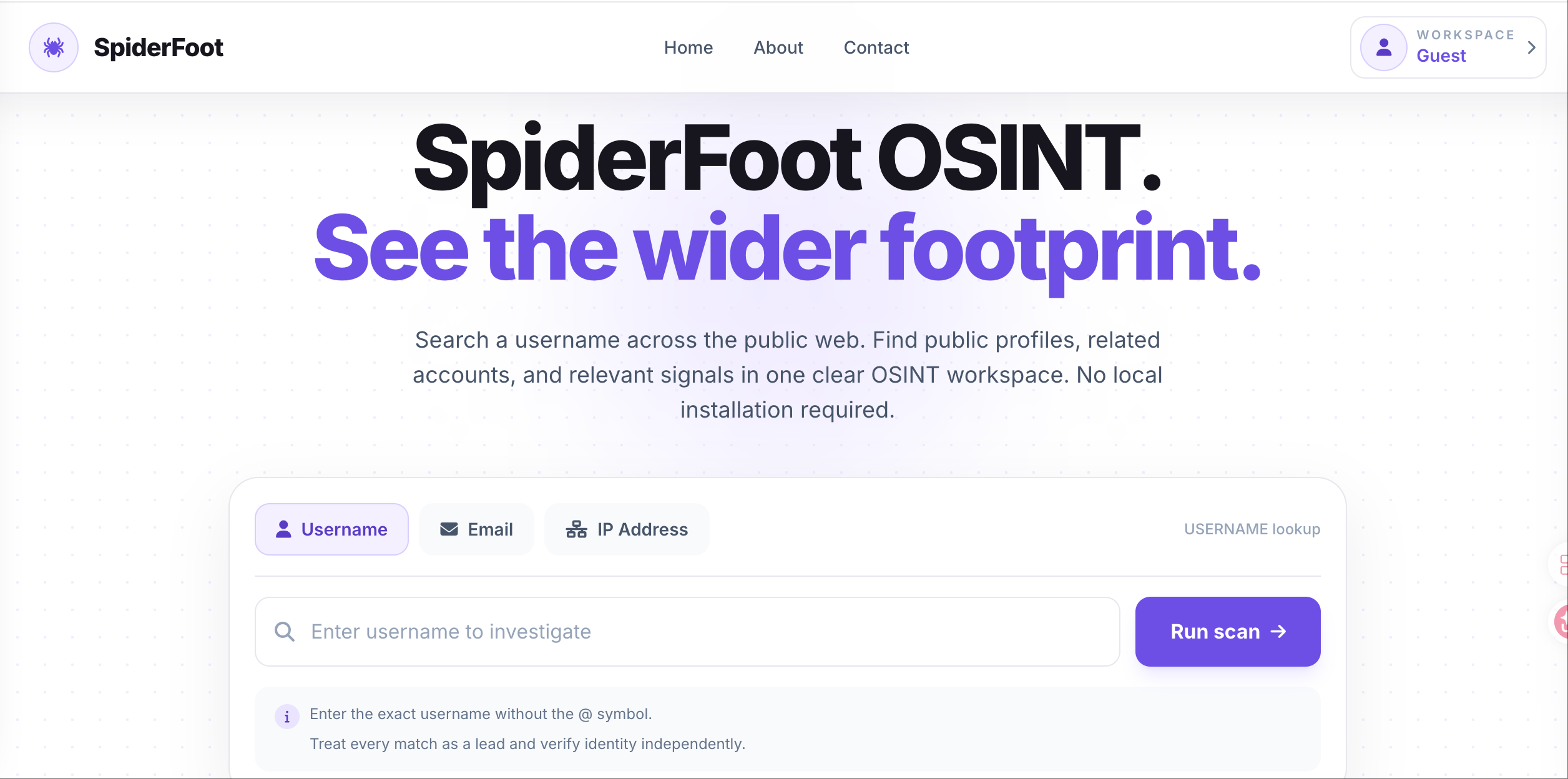 SpiderFoot OSINT Tool AI Research Tool product screenshot