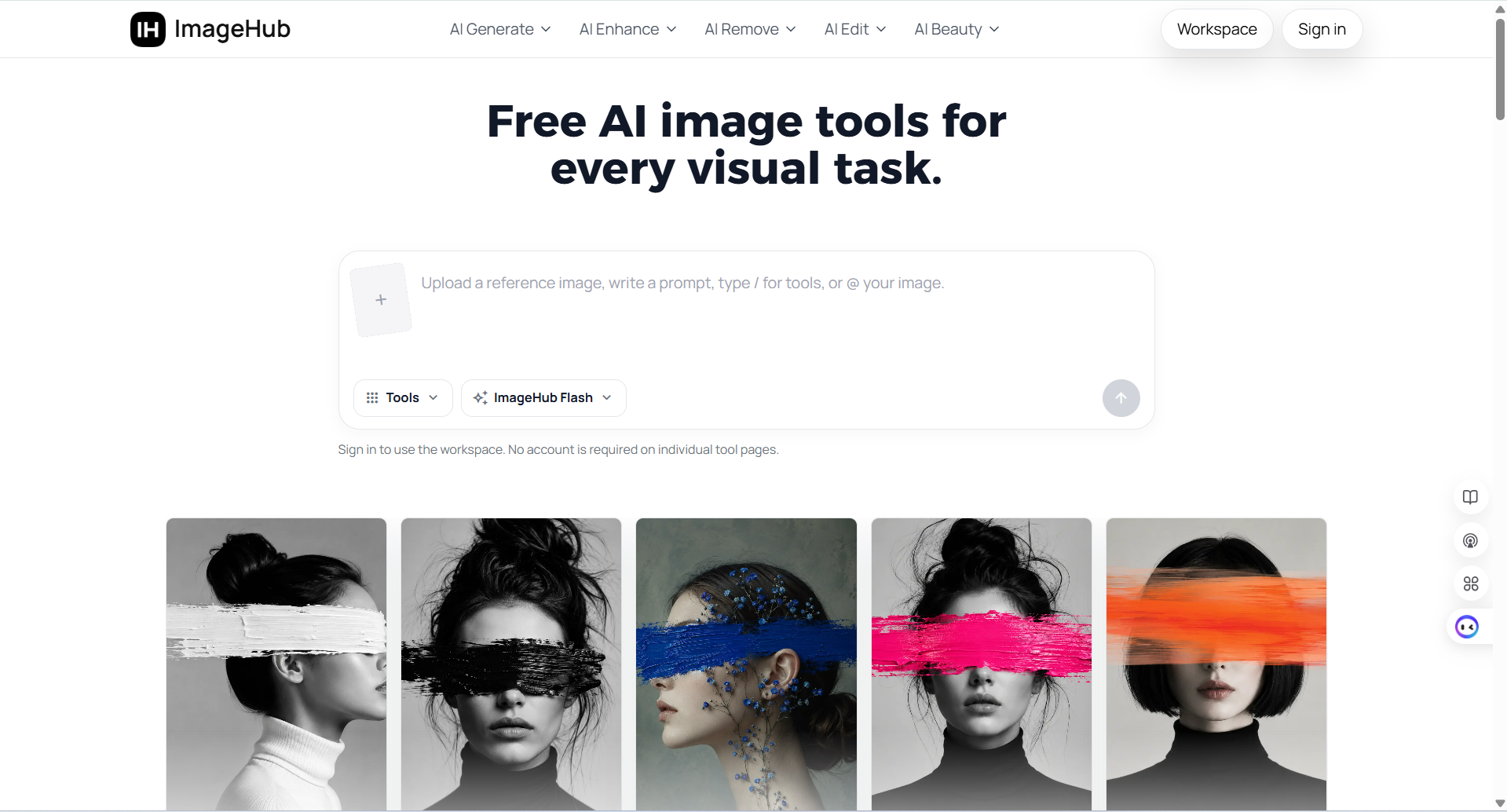 ImageHub AI Image Generator product interface screenshot