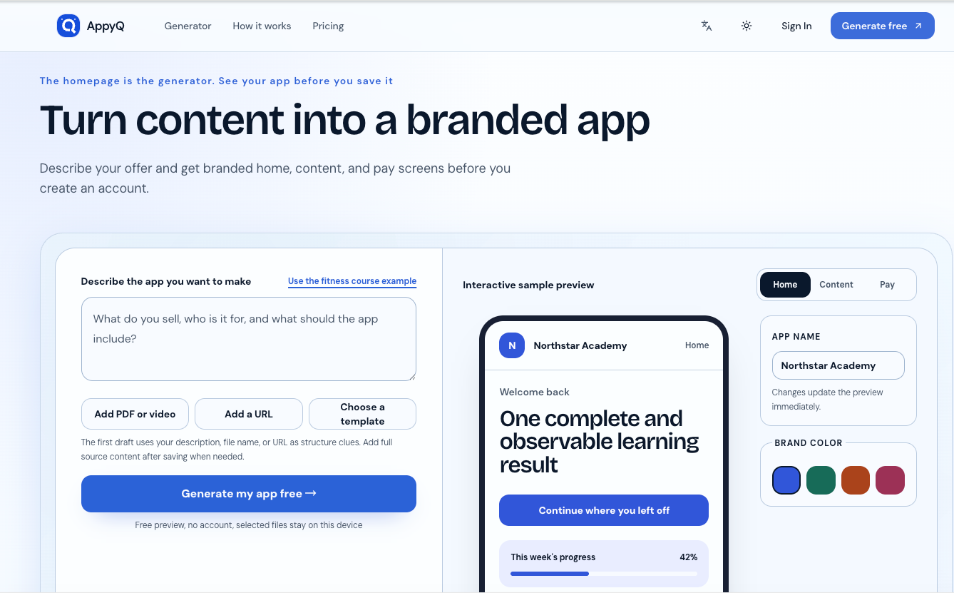 appyq.com AI App Builder product interface screenshot