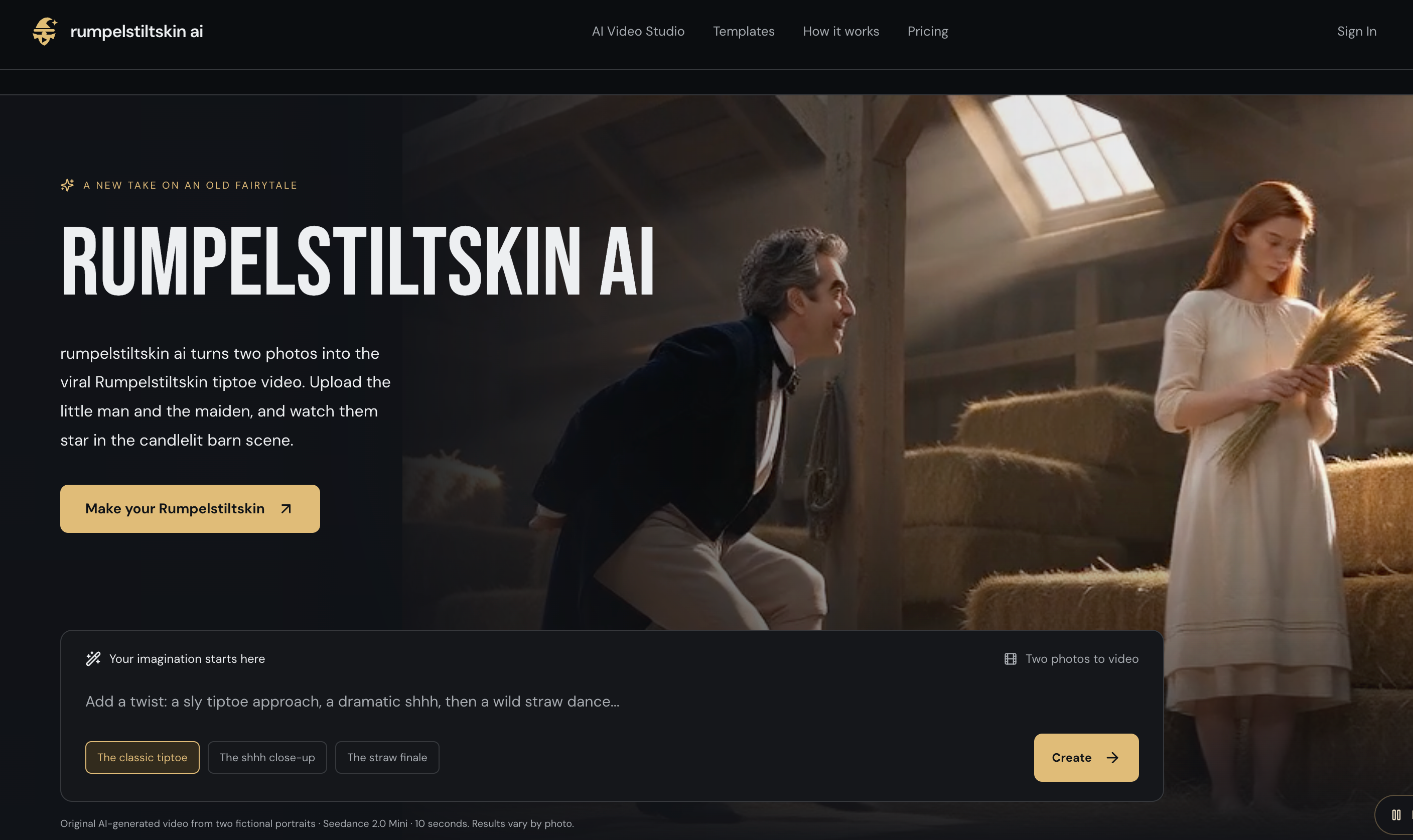 Rumpelstiltskin AI Image to Video product screenshot