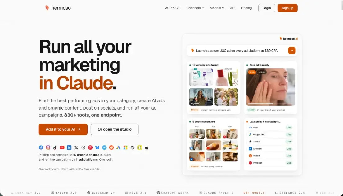 Hermoso AI Advertising product interface screenshot