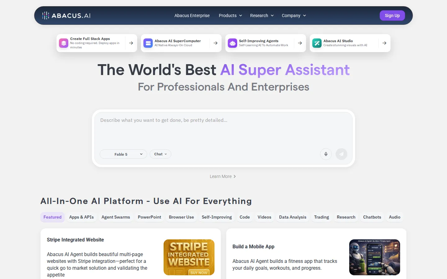 Abacus.AI AI Agent product interface screenshot