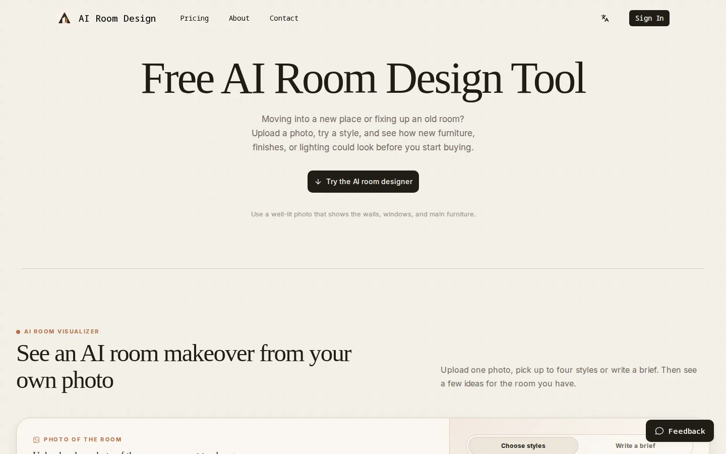 AI Room Design AI Interior Design product screenshot