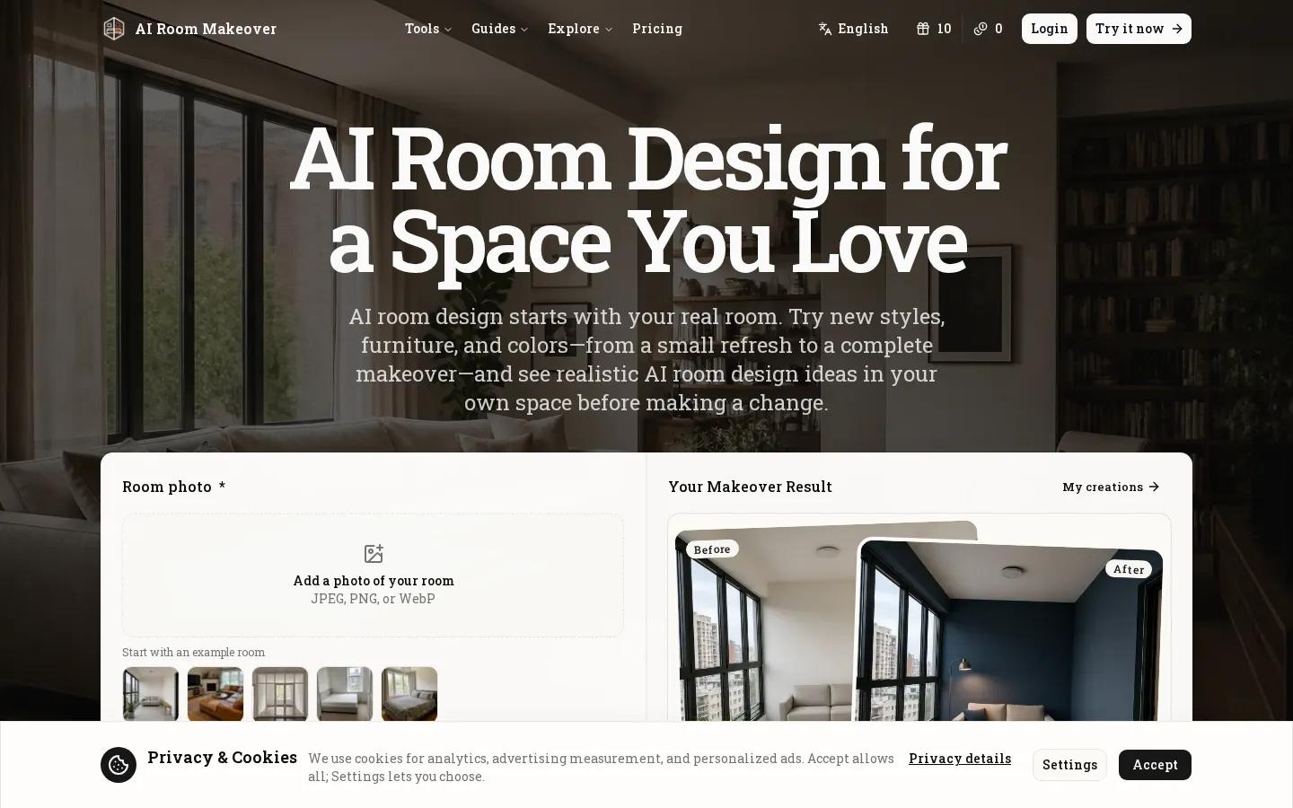 AI Room Makeover AI Interior Design product screenshot