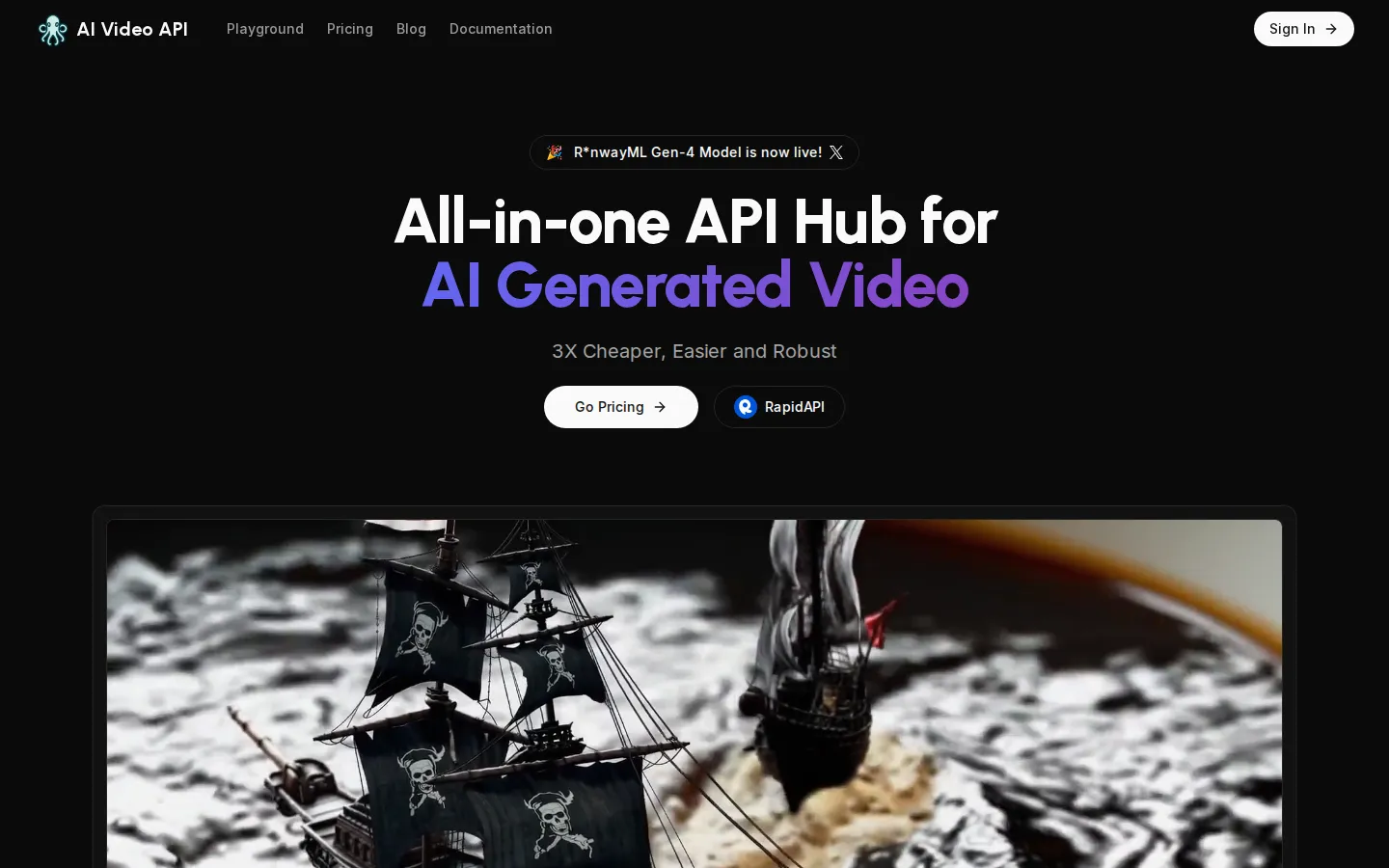 AI Video API AI Developer Tools product screenshot