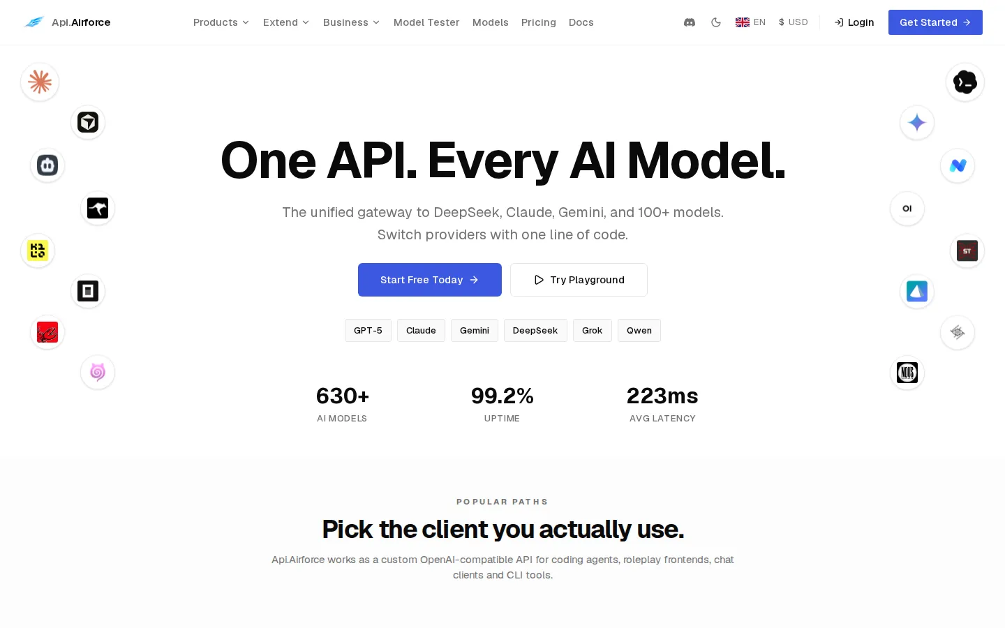 Api.Airforce AI API product screenshot