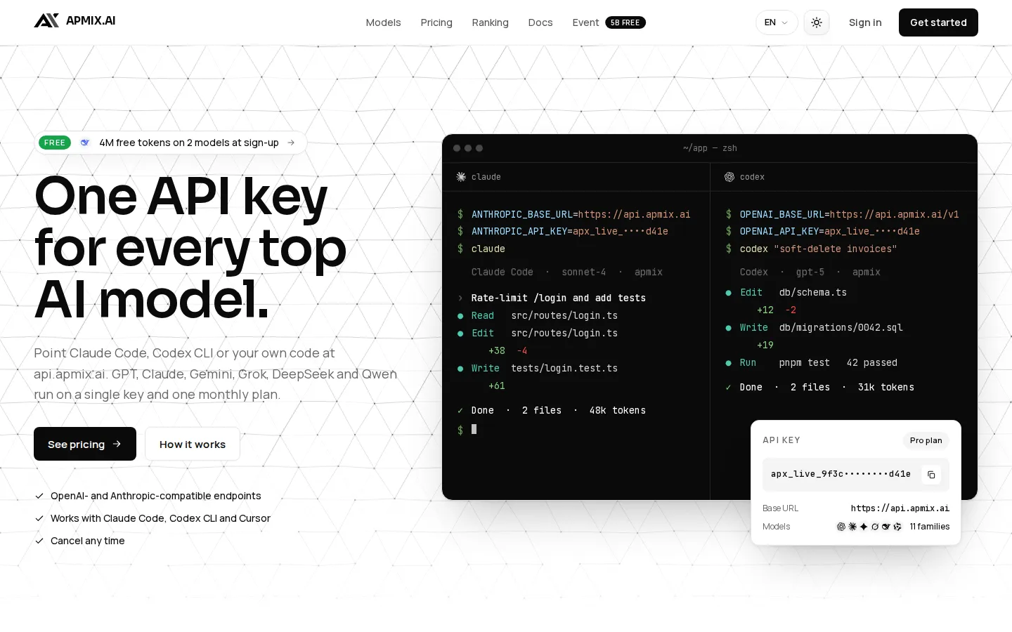 Apmix AI API product interface screenshot