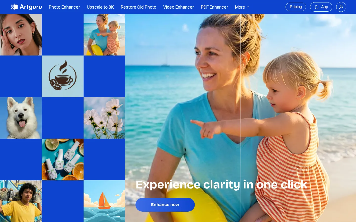 Artguru AI Photo Enhancer product interface screenshot