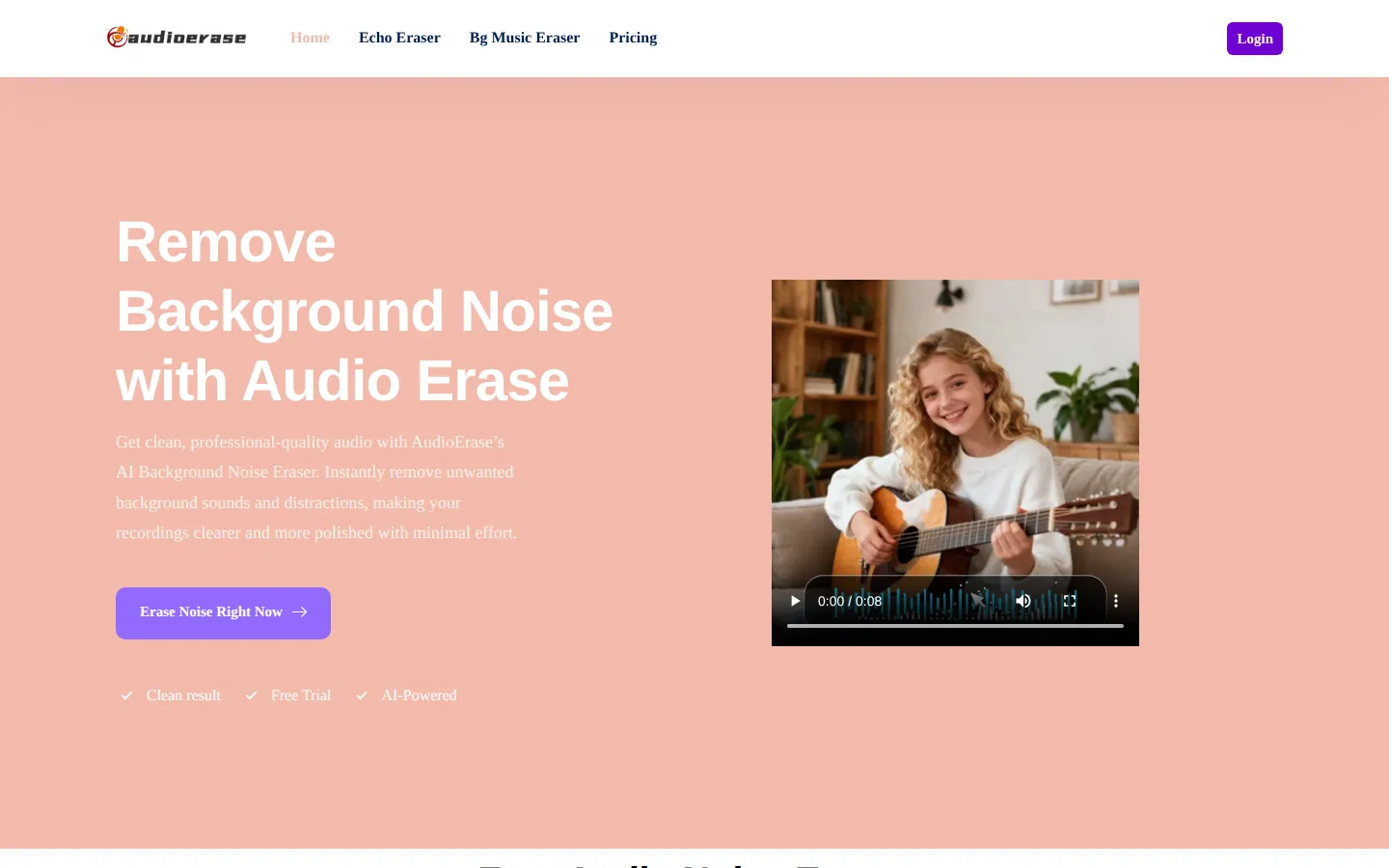 AudioErase AI Audio Enhancer product interface screenshot