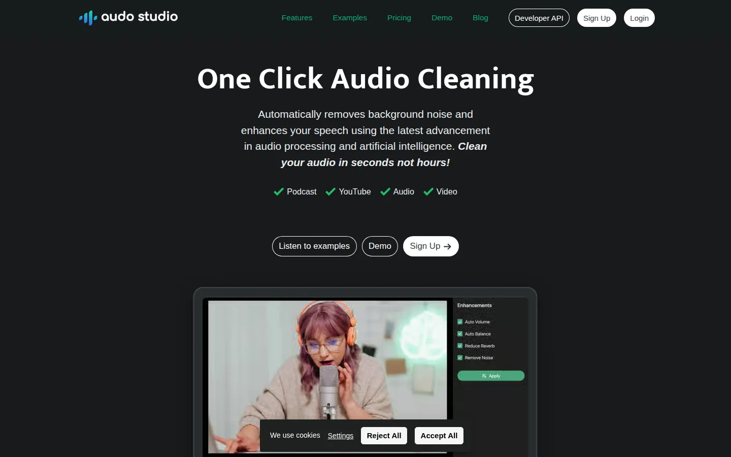 Audo Studio AI Audio Enhancer product interface screenshot