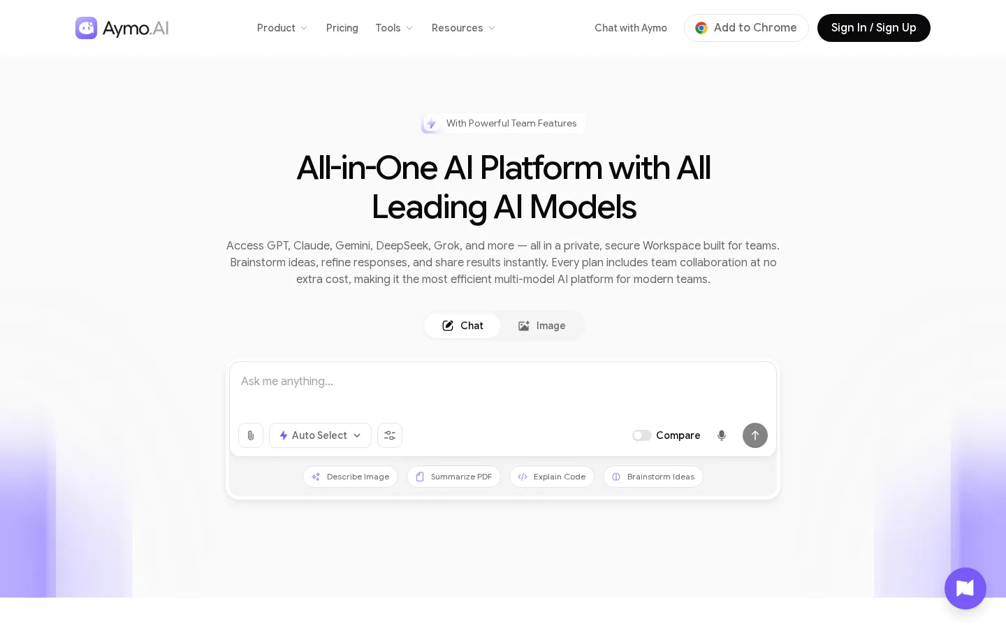 Aymo AI AI Assistant product interface screenshot