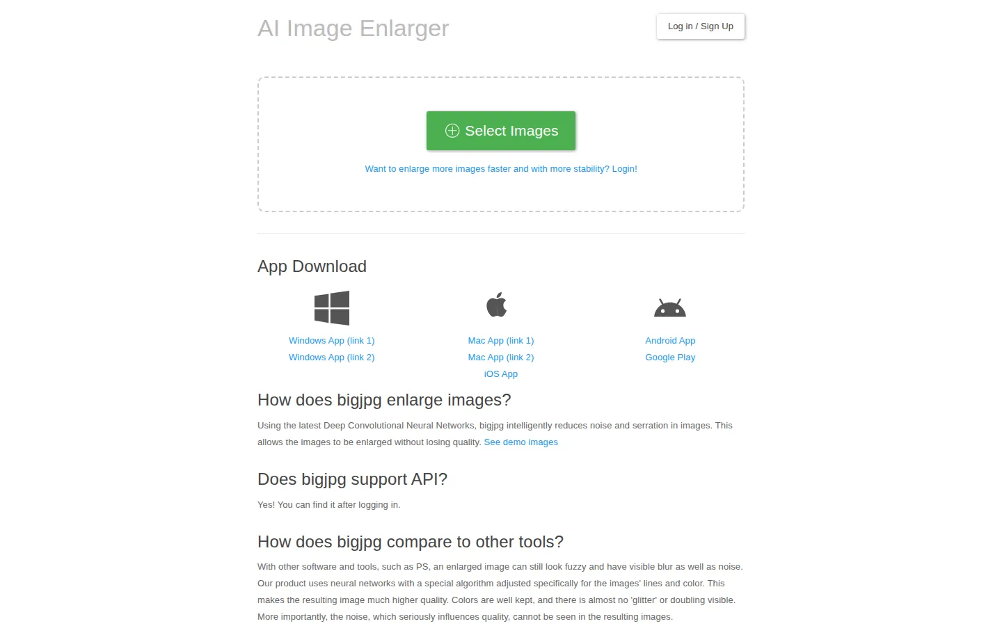 Bigjpg AI Photo Enhancer product screenshot