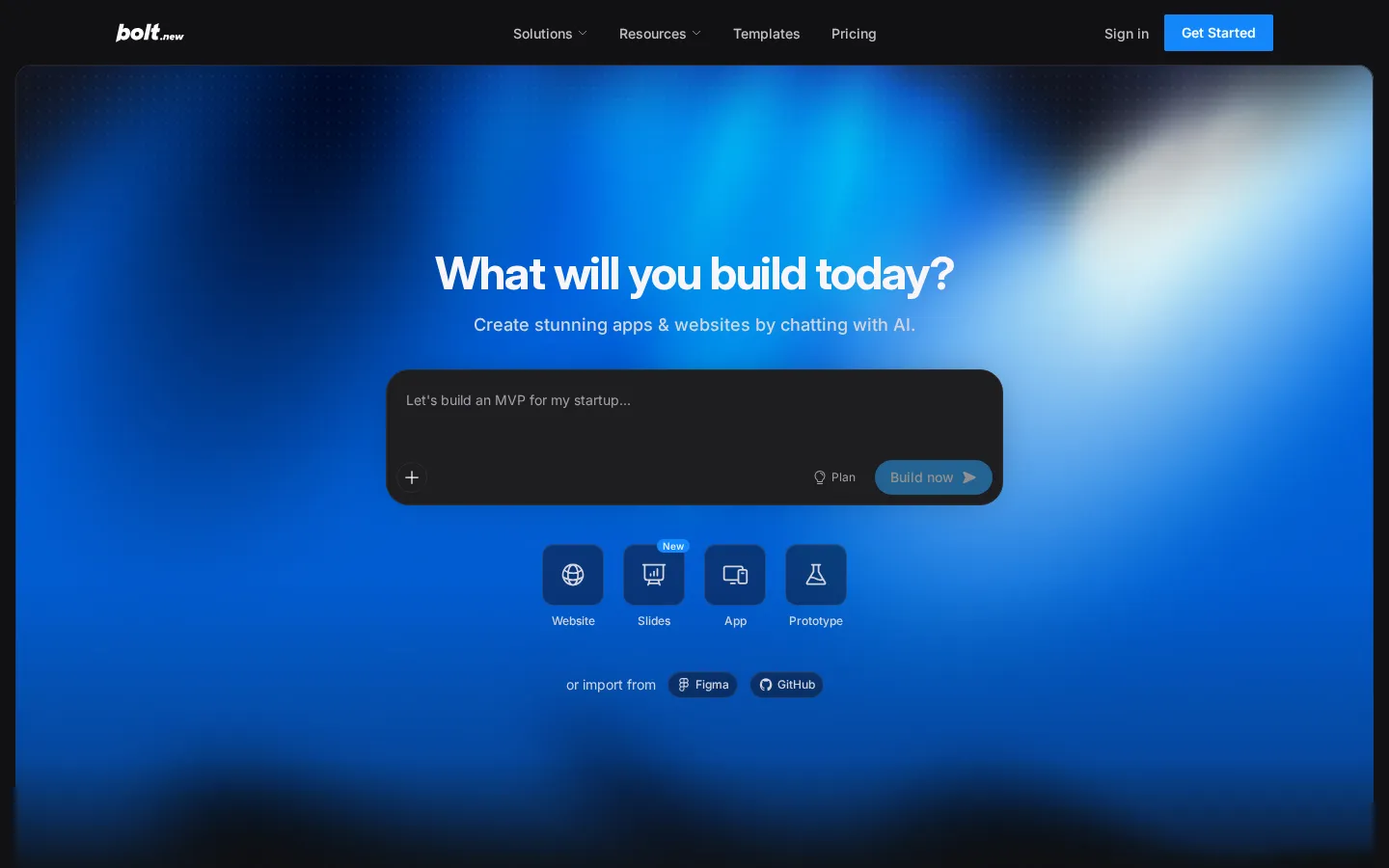 Bolt AI App Builder product interface screenshot