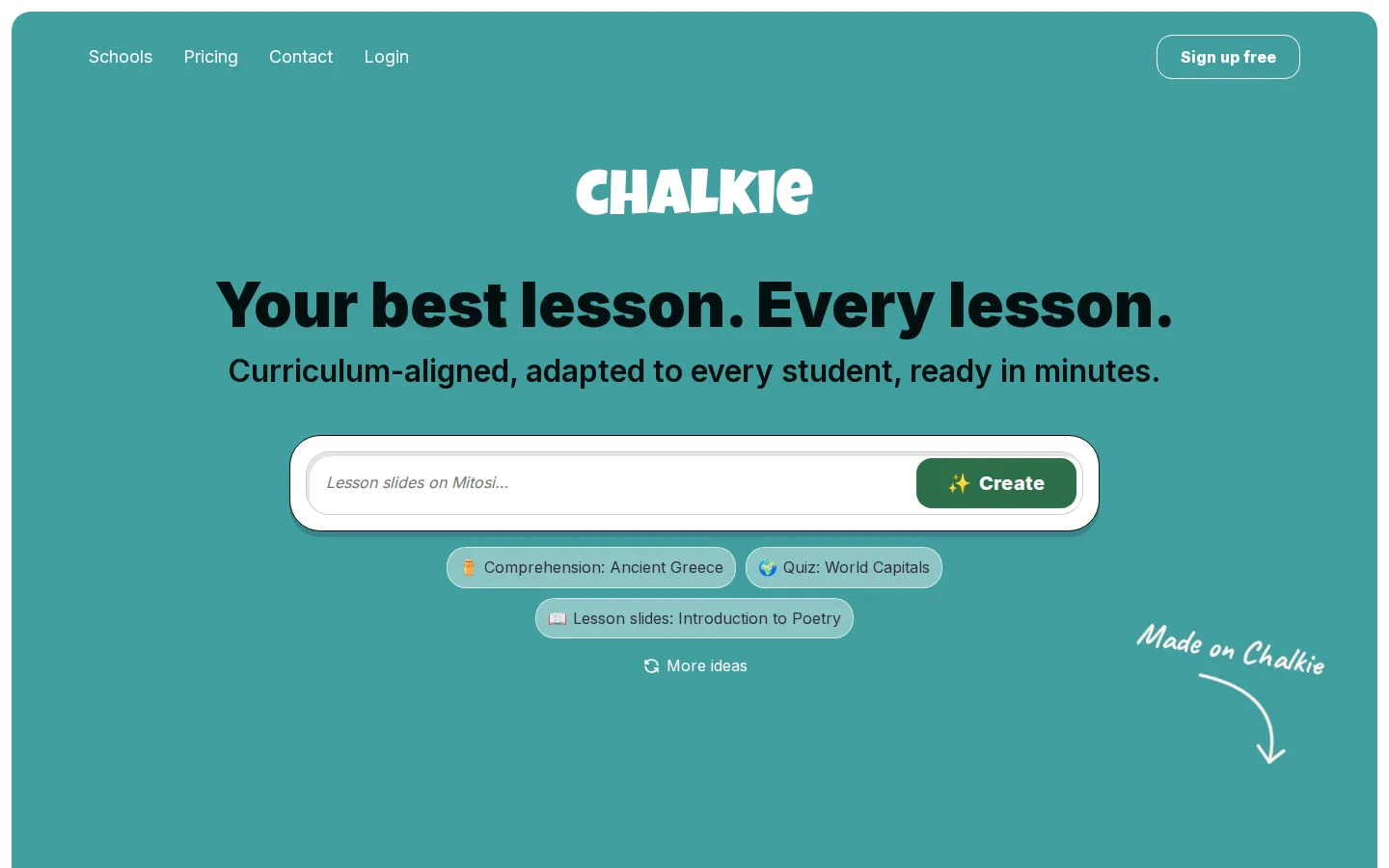Chalkie Education & Translation product interface screenshot