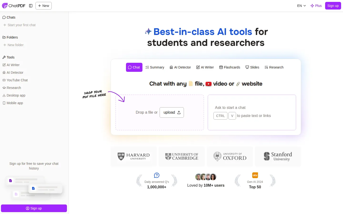ChatPDF AI PDF product screenshot