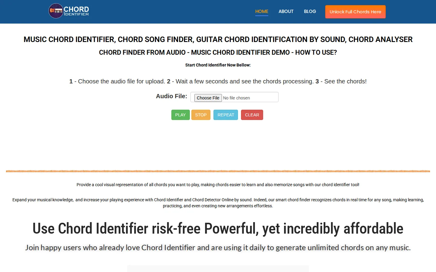 Chord Identifier Music & Audio product interface screenshot