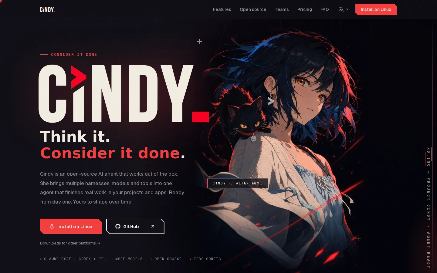 Cindy AI Agent product interface screenshot
