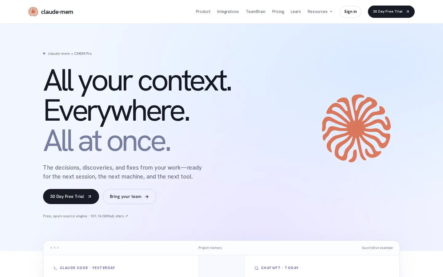 claude-mem AI Developer Tools product screenshot