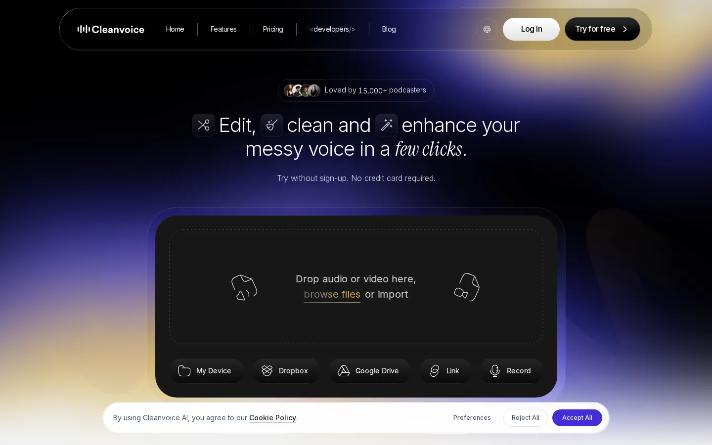 Cleanvoice AI AI Audio Editing product interface screenshot