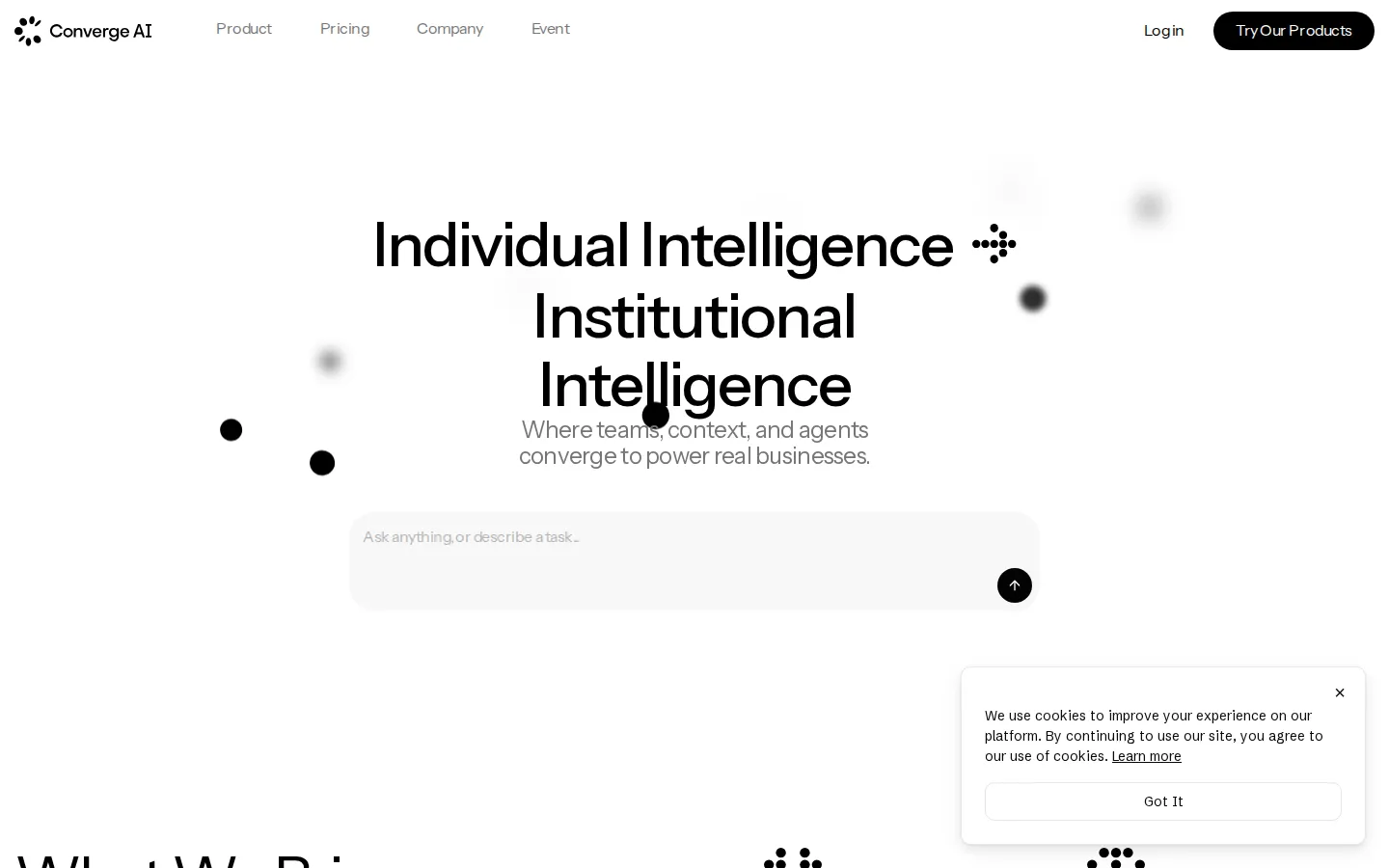 Converge AI AI Agent product interface screenshot