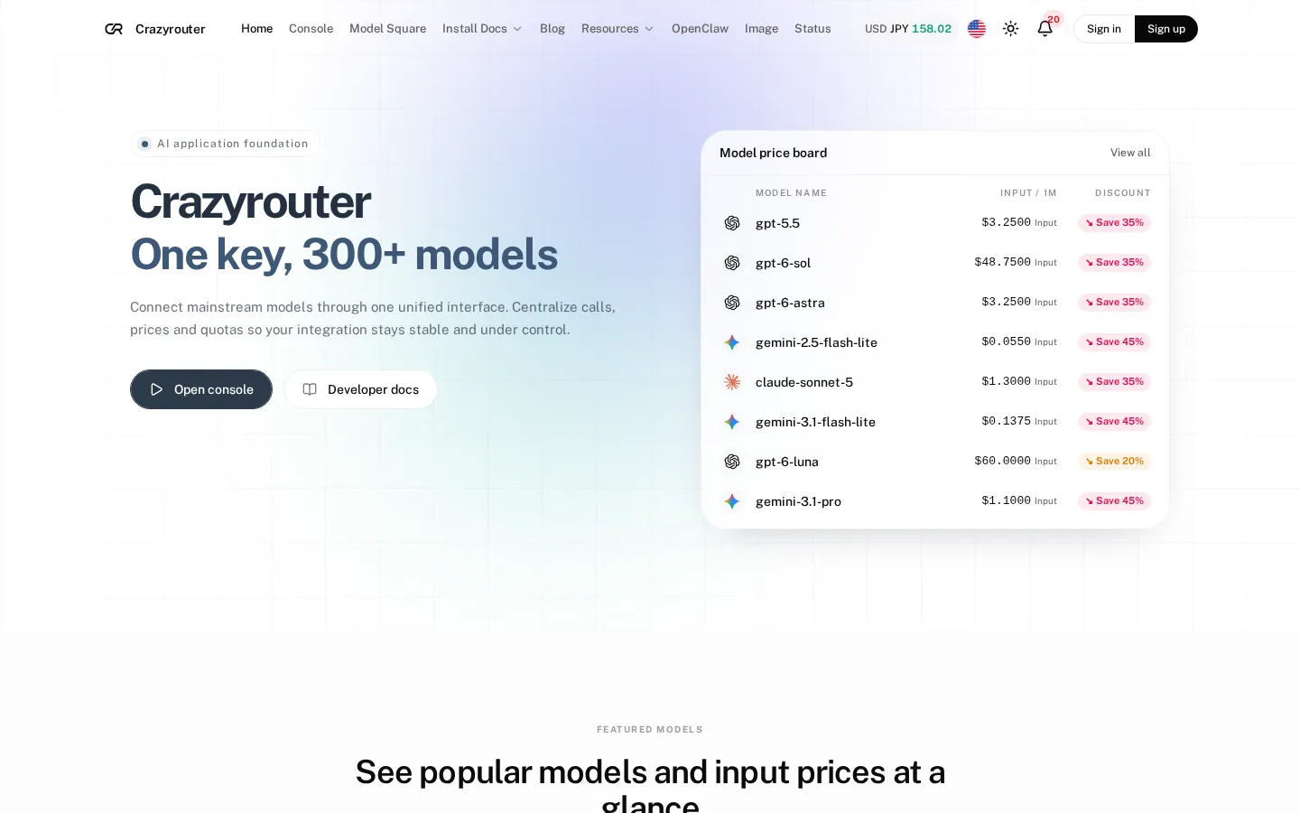 Crazyrouter AI Developer Tools product screenshot