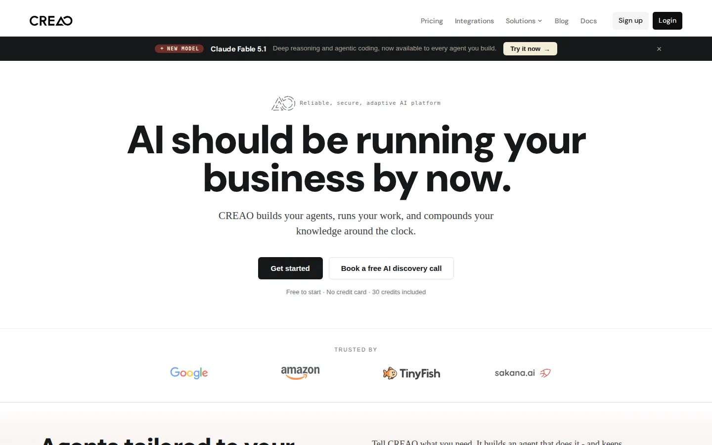 CREAO AI AI Agent product interface screenshot