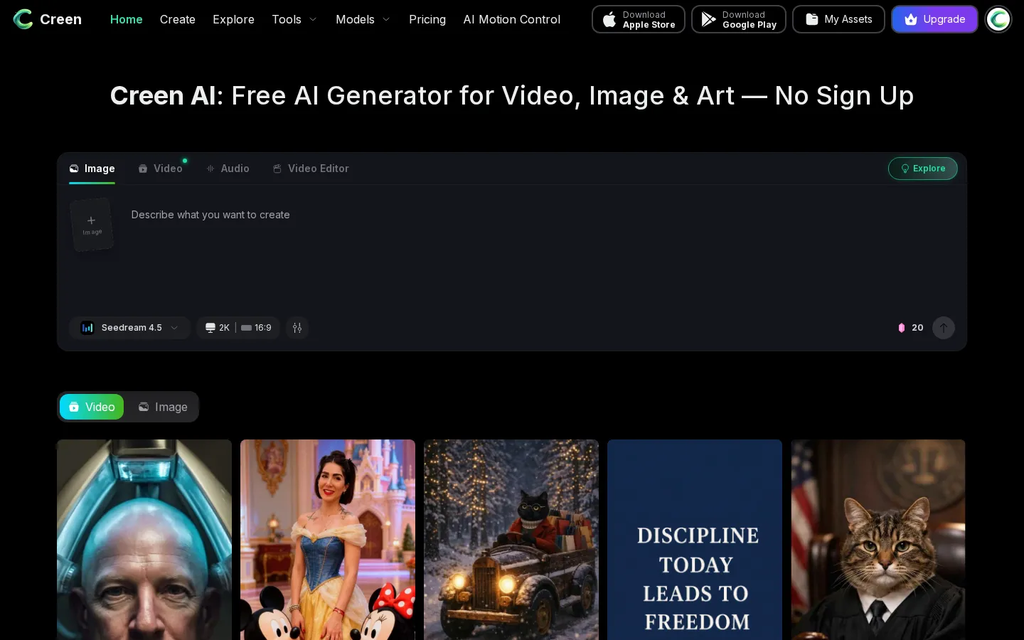 Creen AI Image to Video product screenshot
