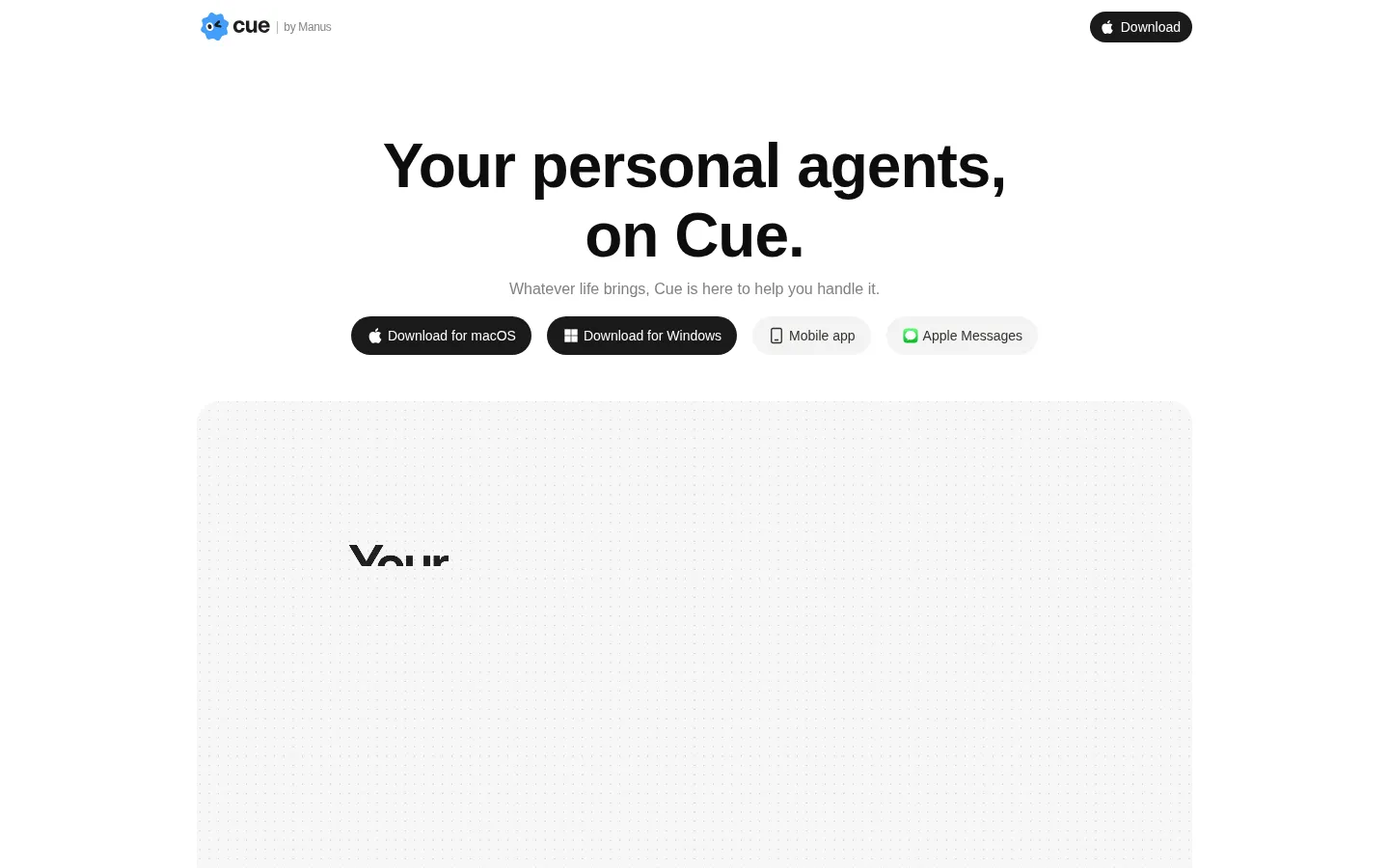 Cue AI Agent product interface screenshot